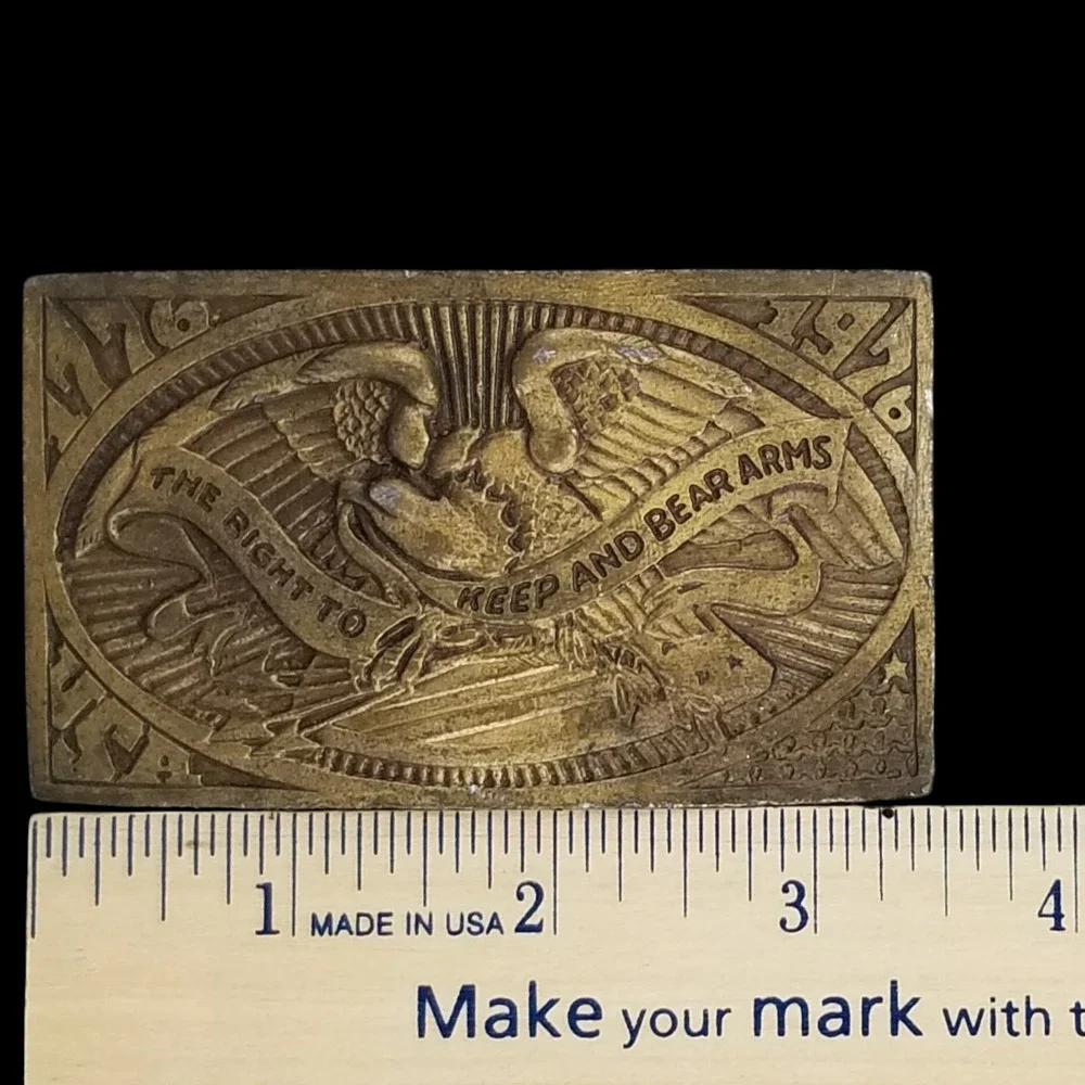 The Right To Keep And Bear Arms - Eagle 1976 Belt Buckle Brass Plated‎ USA Made